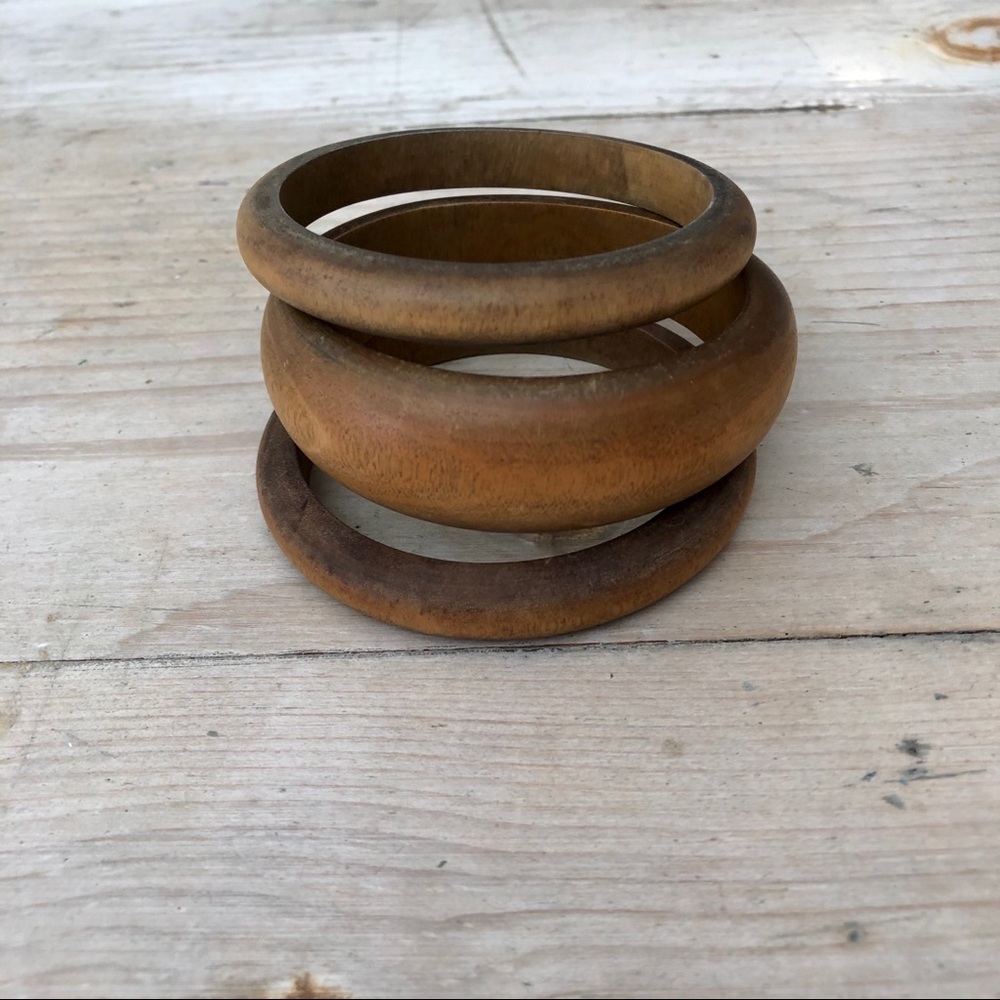 Vintage Alexis Bittar wood bangle trio